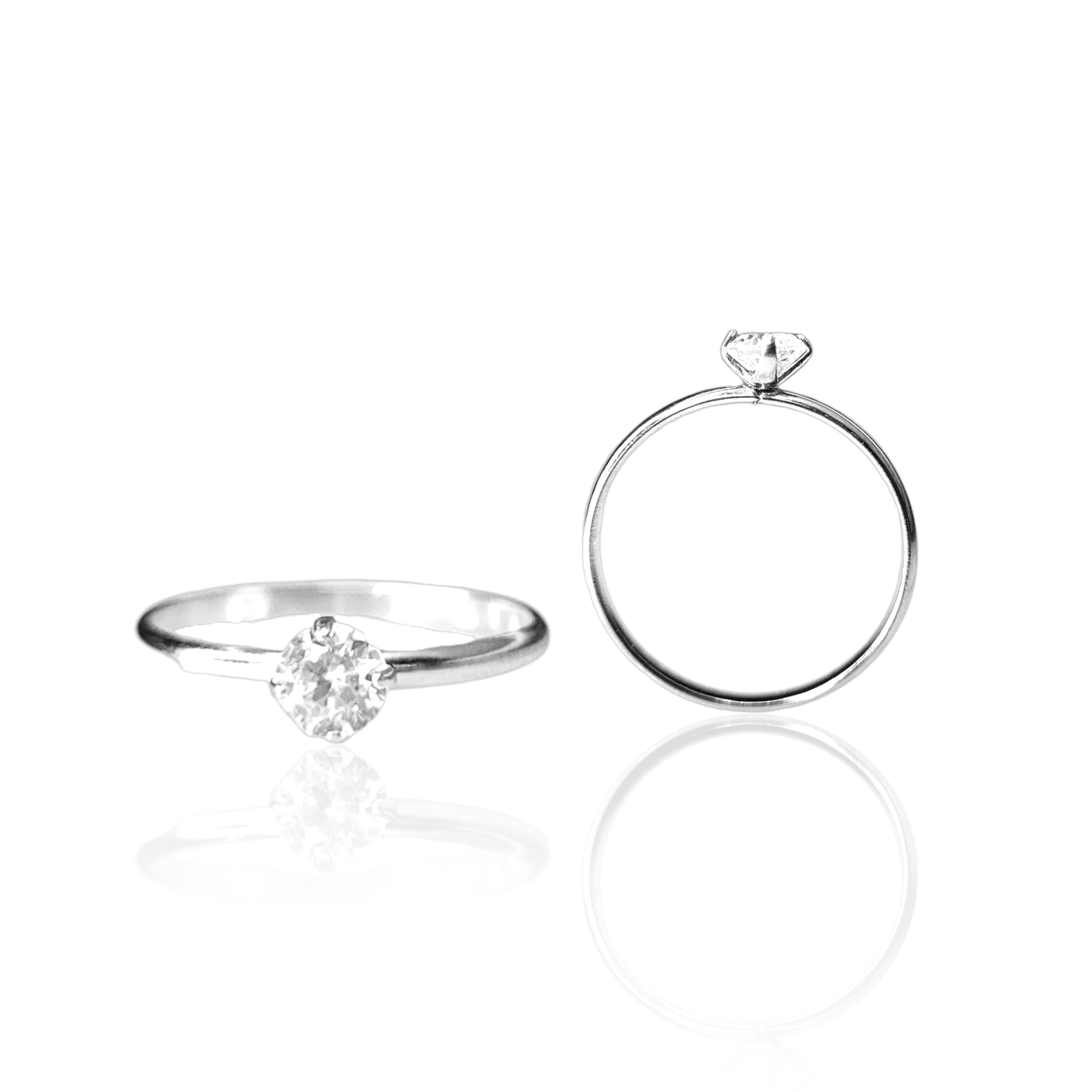 Anel Solitário Médio Zircônia em aço inoxidável e antialérgico