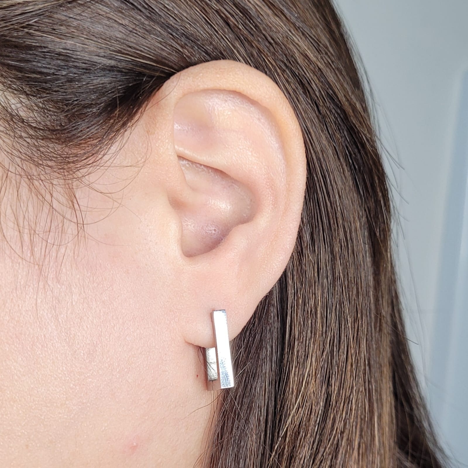 Brincos antialérgicos retangular Luance joias