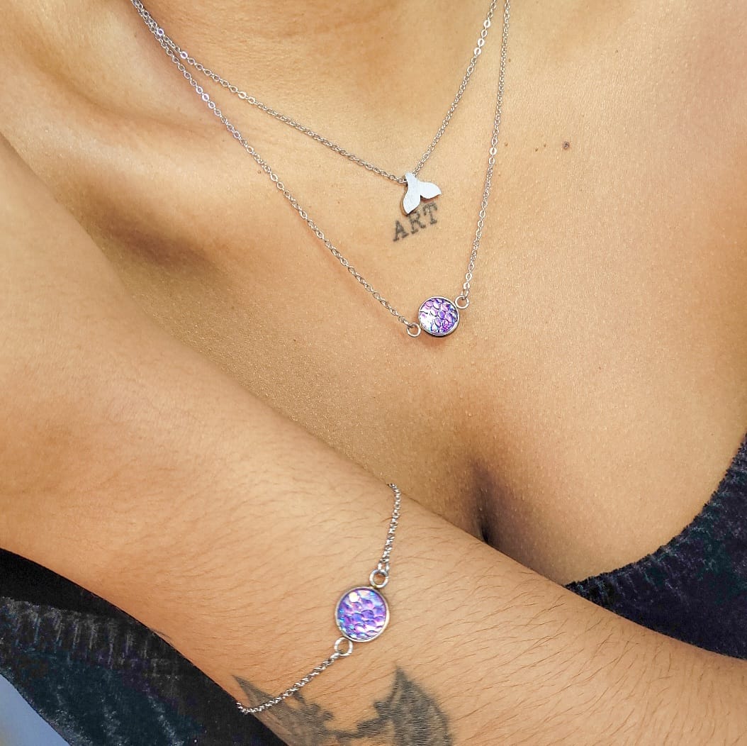 Pulseira Escama de sereia delicada em Aço Inoxidável - Imagem 3