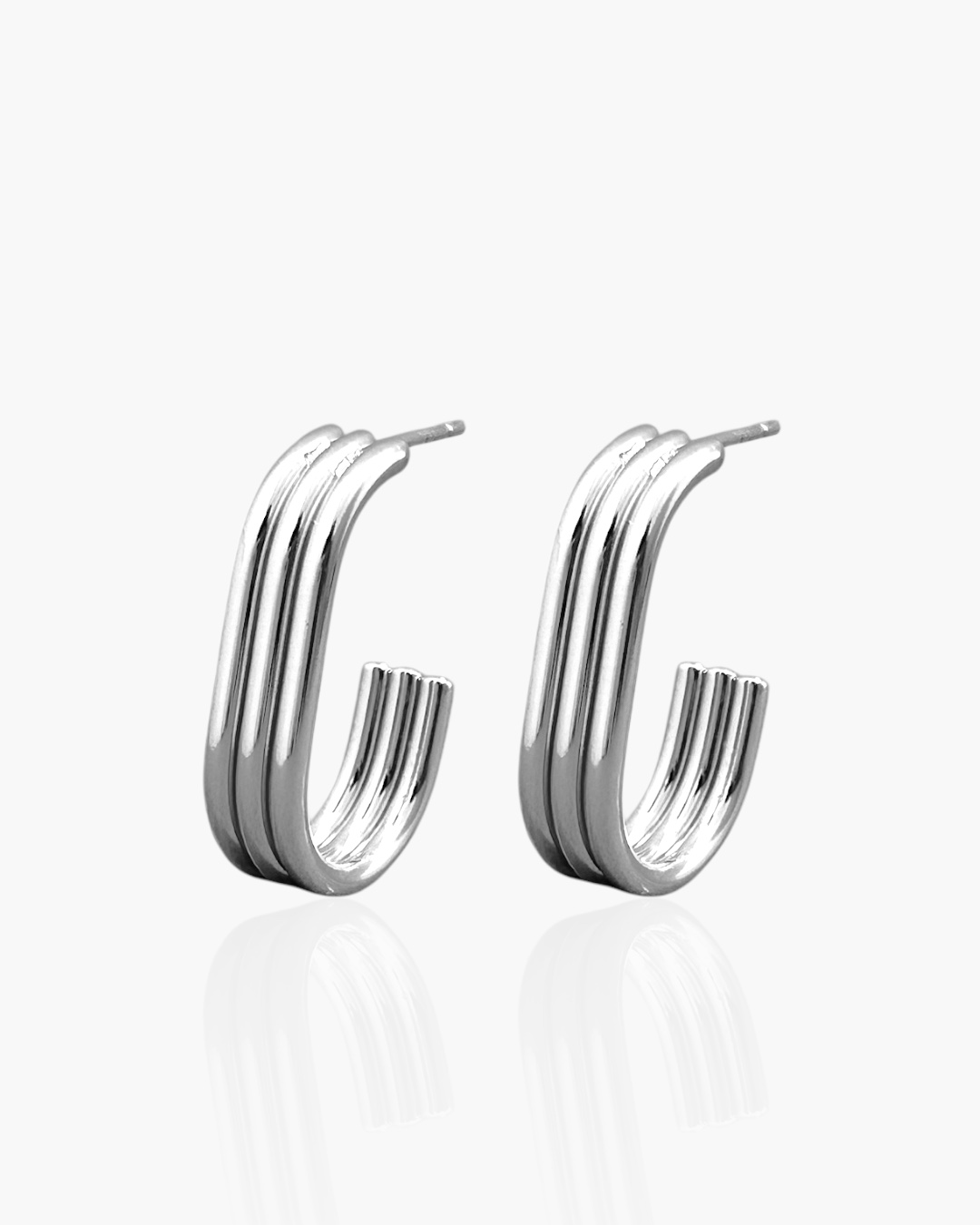 Brinco Argola Oval Fio triplo em Aço