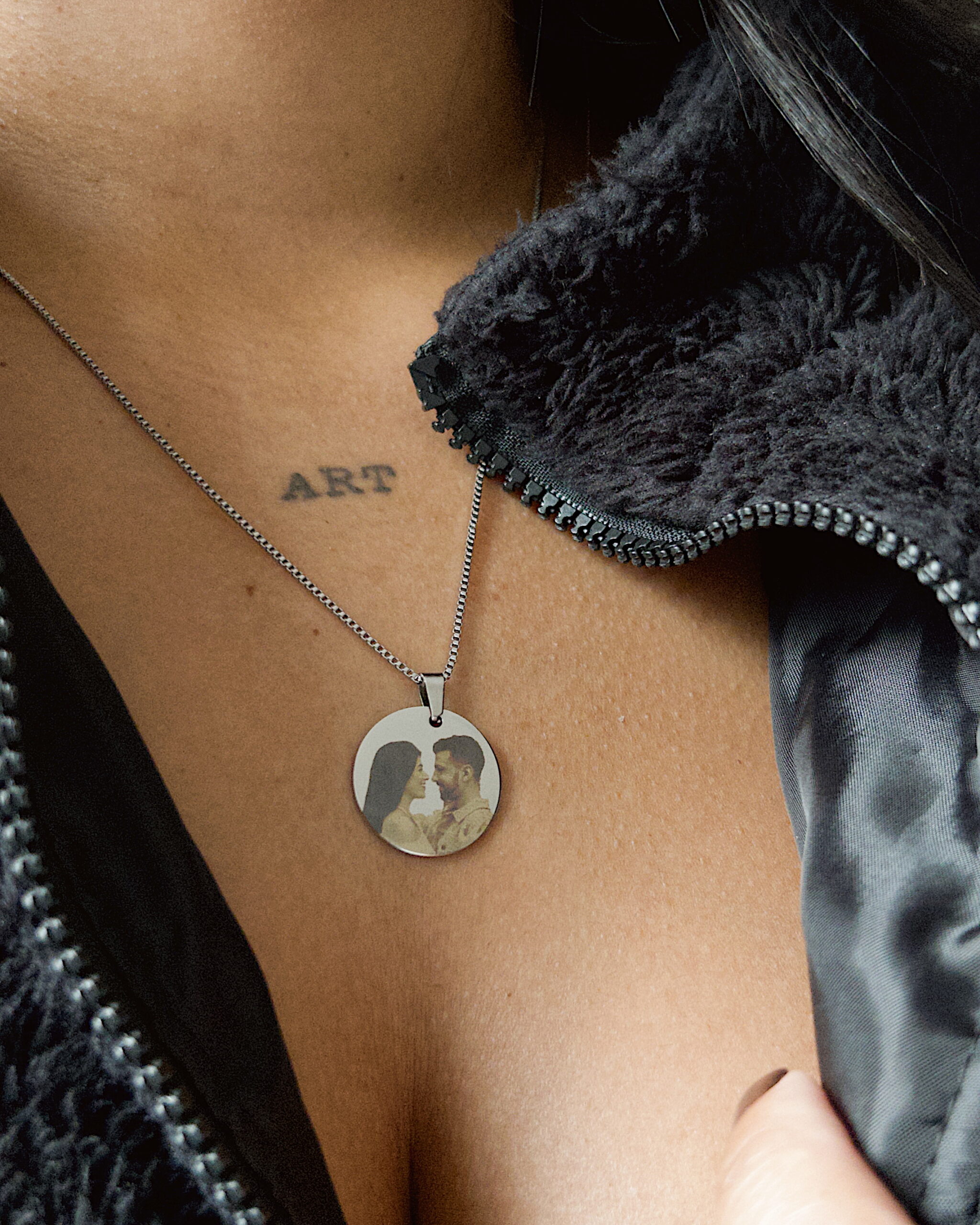 Colar personalizado com foto e corrente Veneziana em Aço Inoxidável