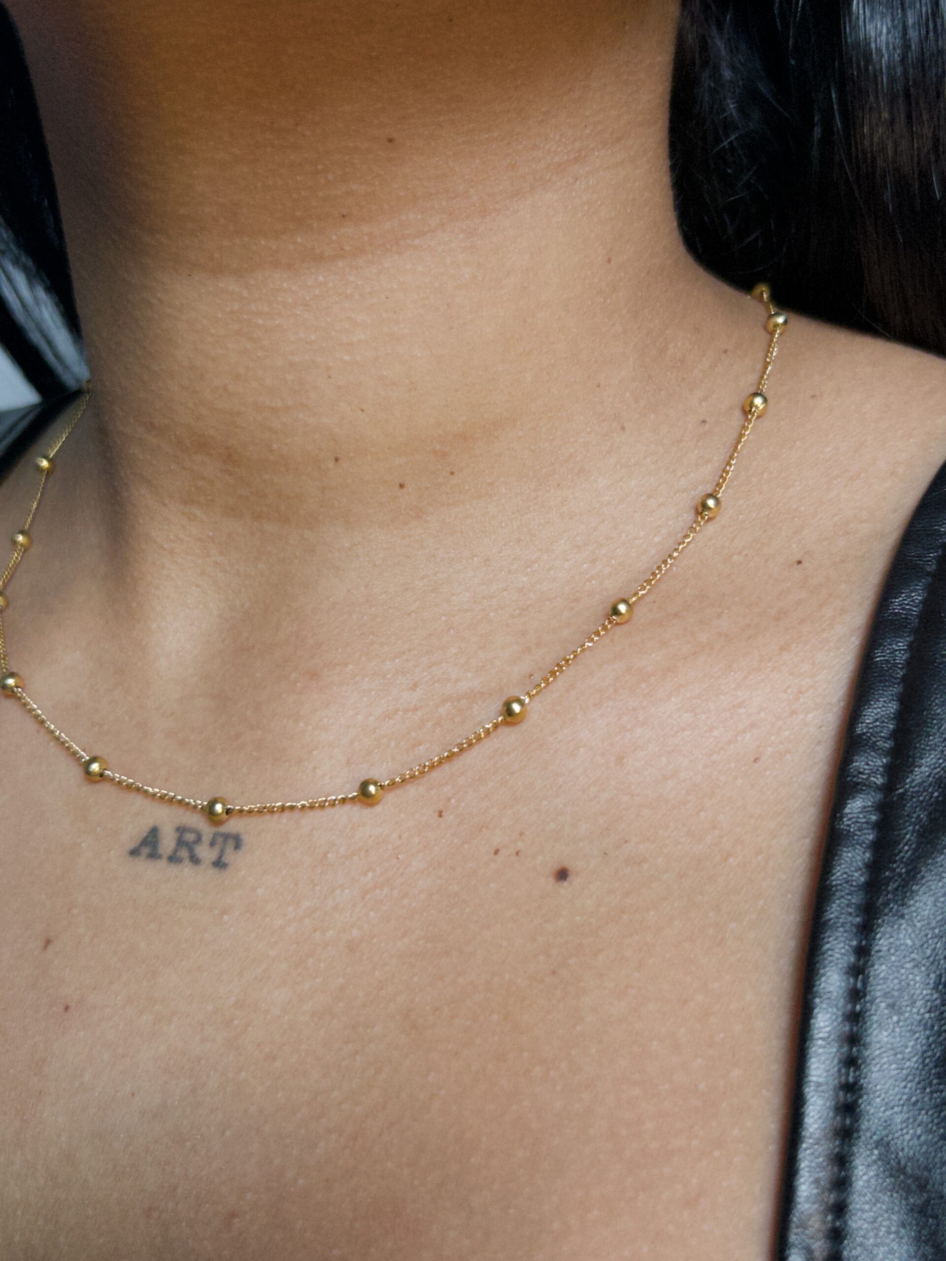 Colar Corrente Bolinhas Clássico em Aço Inoxidável banhado a ouro 18k - Imagem 2