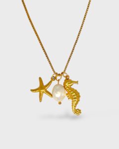 Colar joias em aço inoxidável banho ouro18K estrela do mar