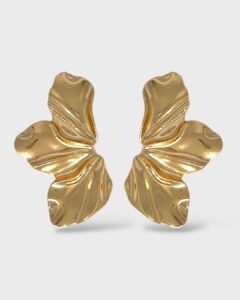 Brinco Petala de flor em aço inoxidável dourado