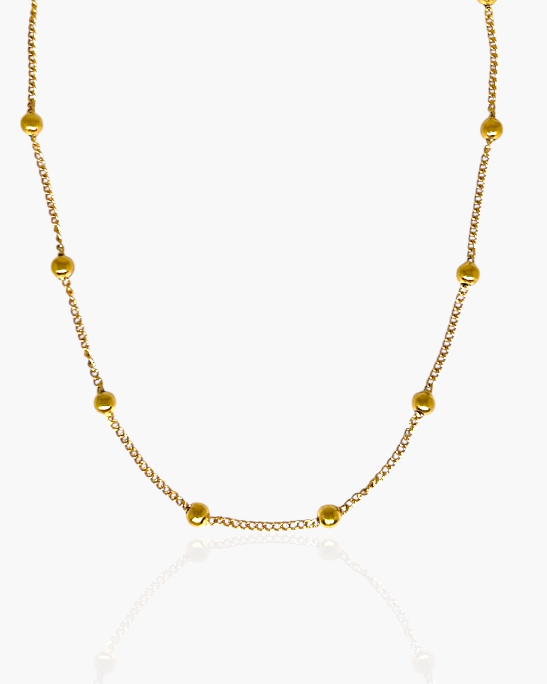 Colar Corrente Bolinhas Clássico em Aço Inoxidável banhado a ouro 18k