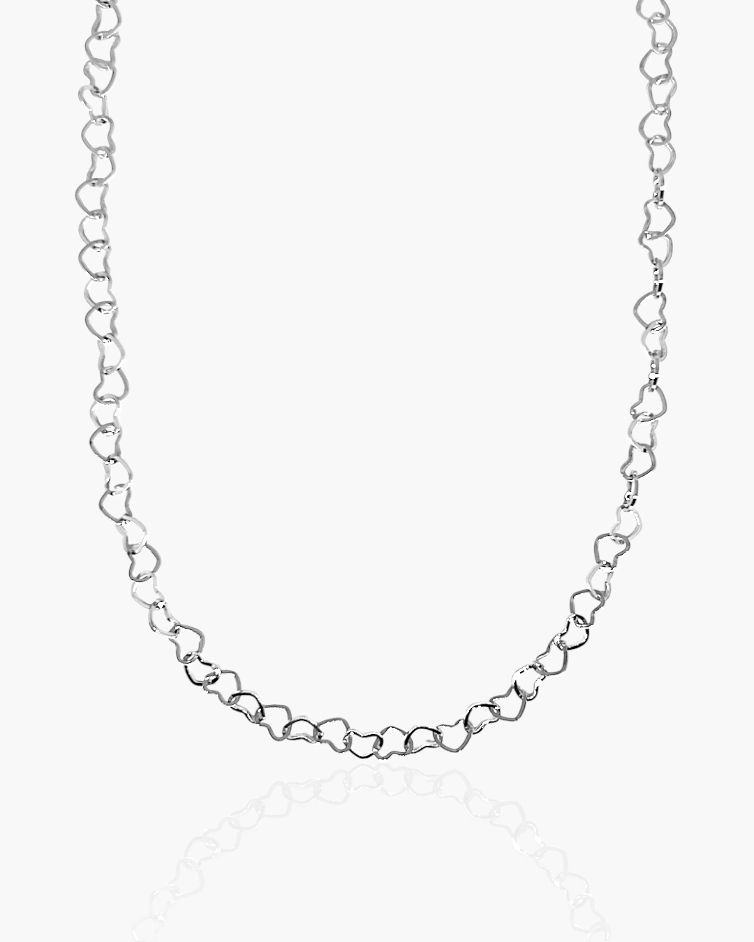 Colar Corrente Coração Entrelaçados em Aço Inoxidável