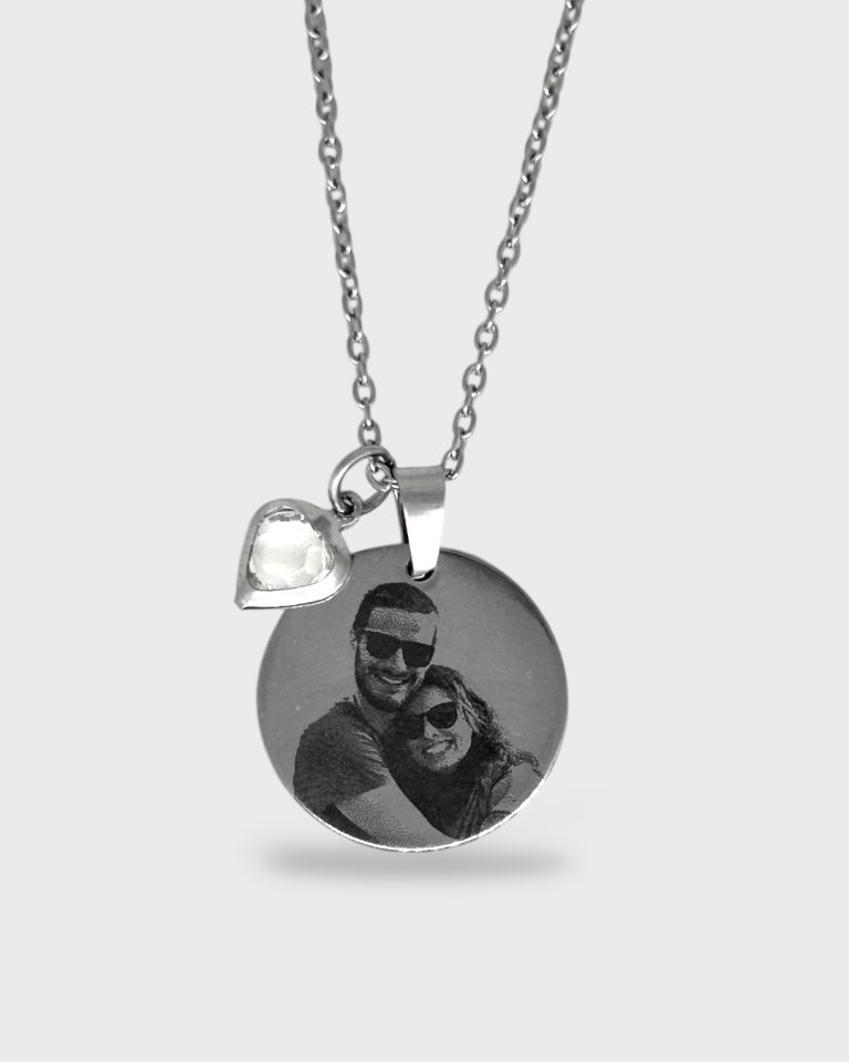 Colar com Foto Personalizado com Pingente de Coração em Aço Inoxidável