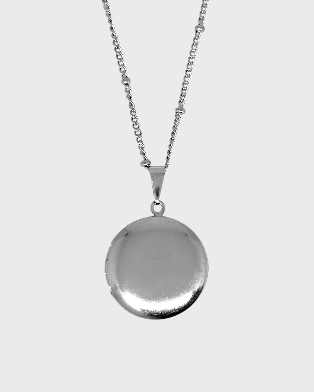 Colar Relicário Corrente Bolinhas em Aço Inoxidável Prata