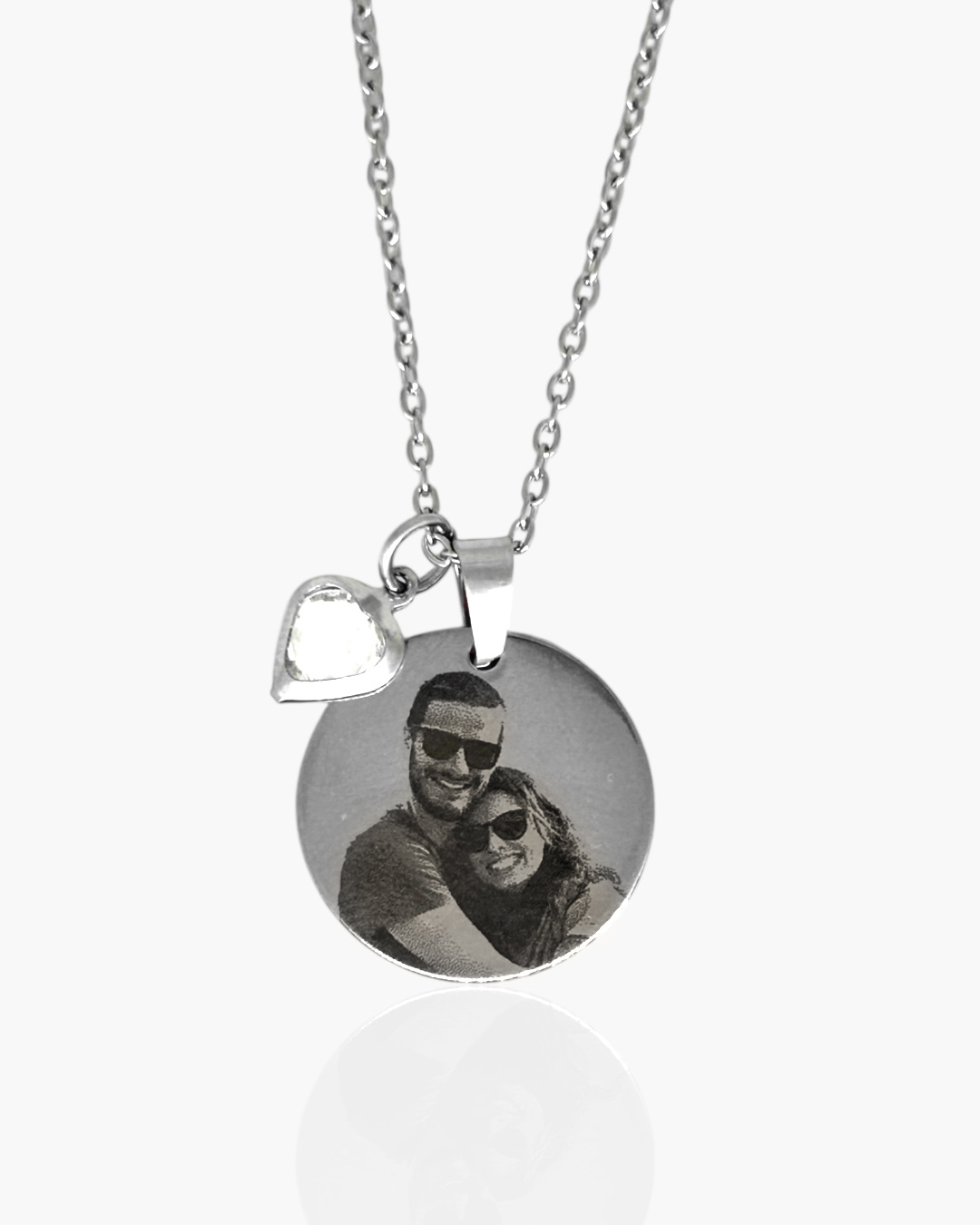 Colar com Foto Personalizado e Pingente de Coração em Aço Inoxidável