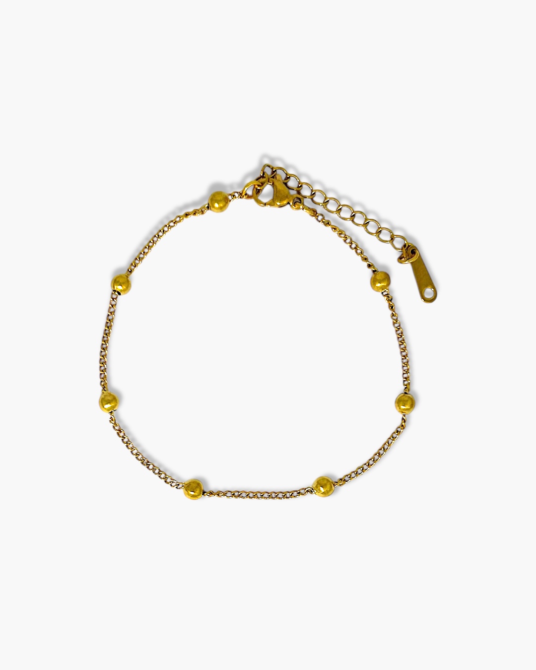 Pulseira Corrente bolinhas Clássica em Aço Inoxidável banhado a ouro 18k
