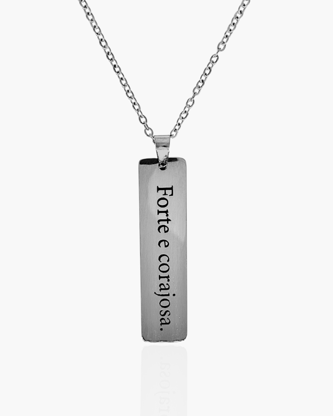 Colar Frase Retangular Personalizado em Aço Inoxidável