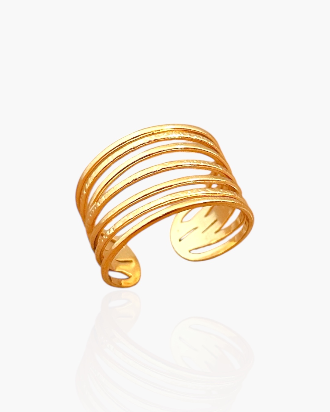 Anel Fios regulável em aço inoxidável banhado a ouro 18k