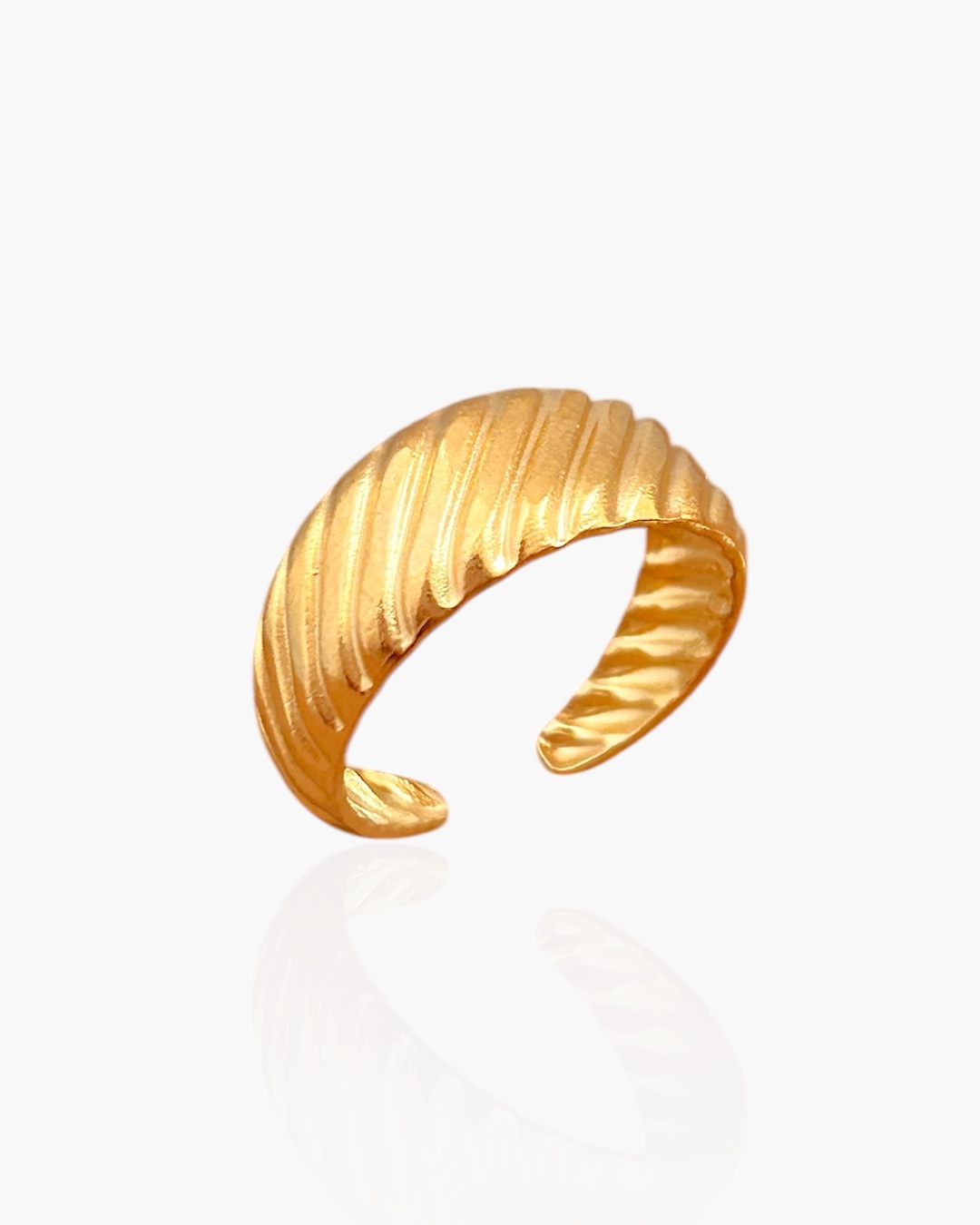 Anel Listras Bold Regulável em Aço Inoxidável banhado a ouro 18k