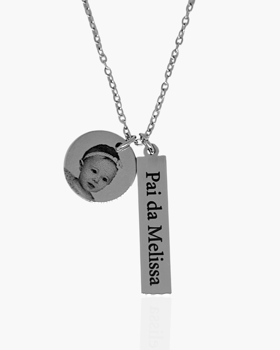 Colar com Foto e Frase em Aço Inoxidável