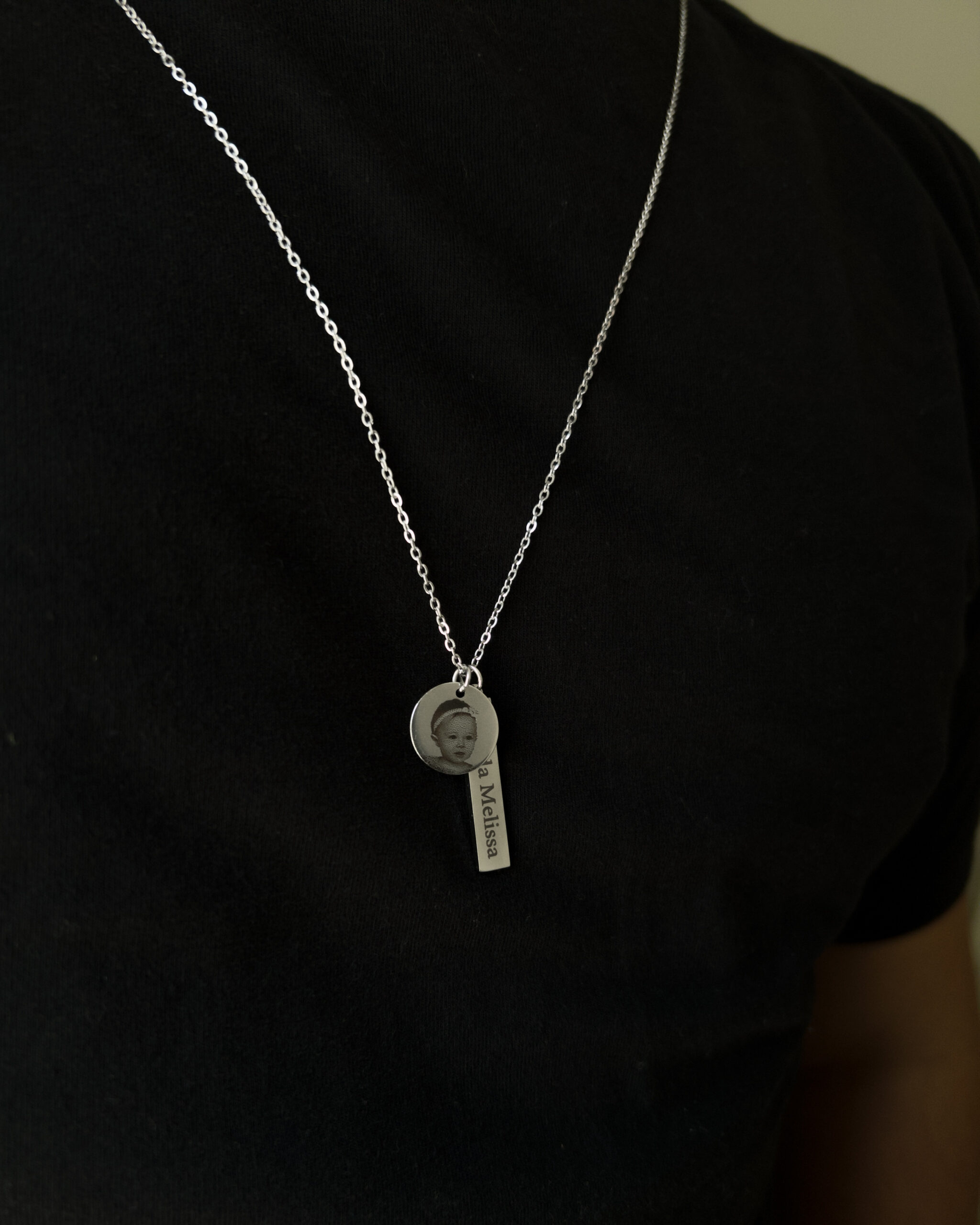 Colar com Foto e Frase em Aço Inoxidável (Medalha M e Pingente retangular) Colar Pai, Colar dia dos Pais, o presente perfeito para o dia dos pais. Colar masculino.