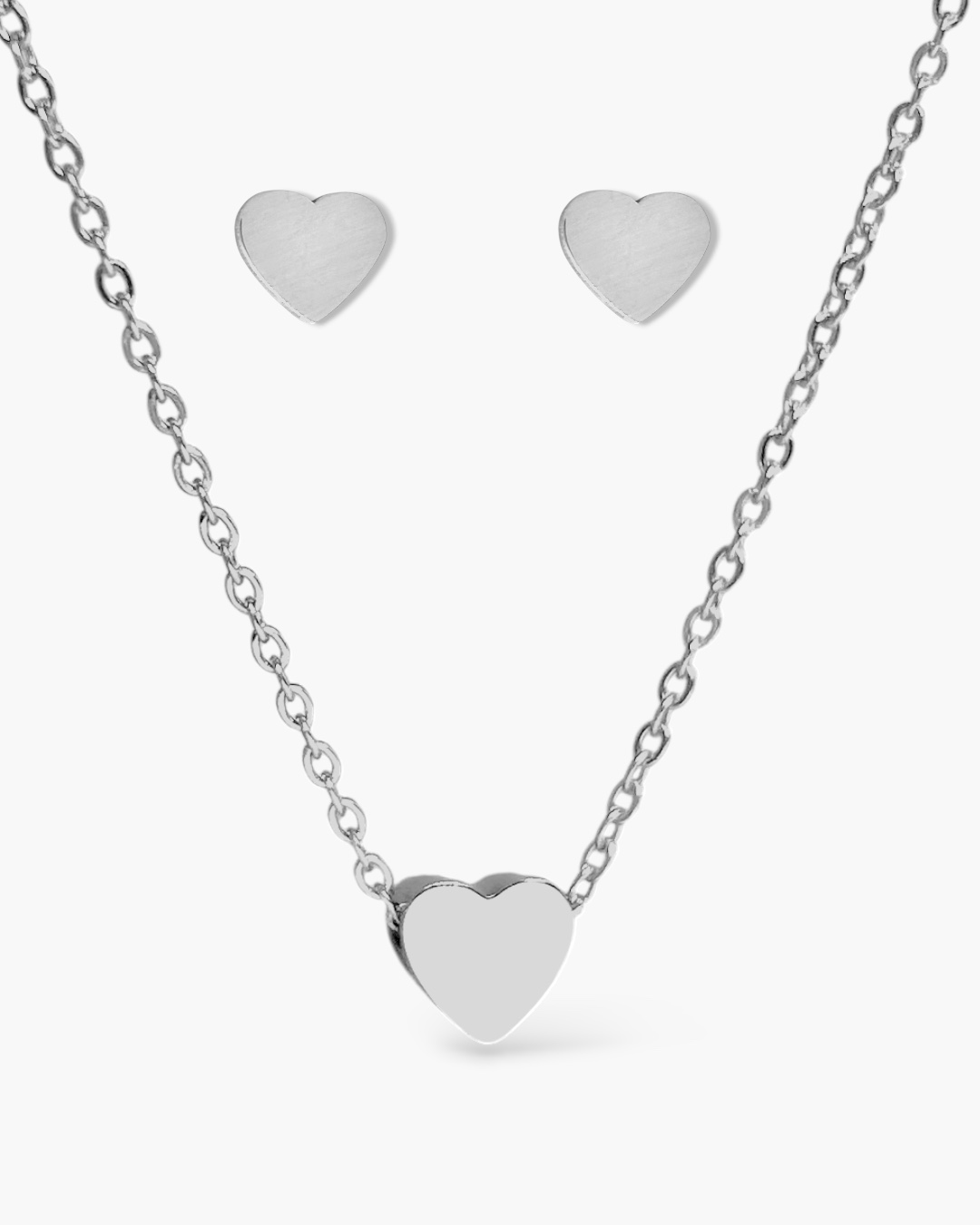 KIT Colar coração 3D + Brinco Coração Minimalista